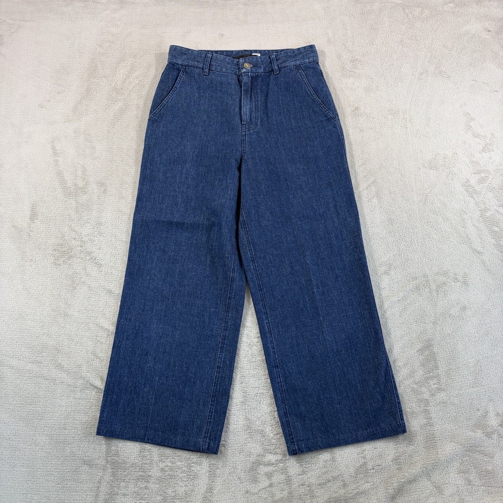 JENNI KAYNE Wide Leg Trouser Pants Jeans in Blue Women 0 High Rise Designer $345